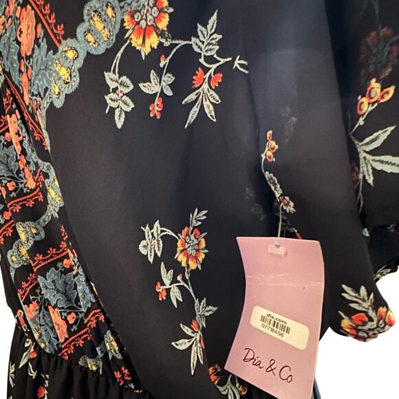 Dia & Co. West K.E.I. Nyla Wrap Front Mini Dress, Navy Floral Plus Size 1X, NWT - Picture 3 of 6